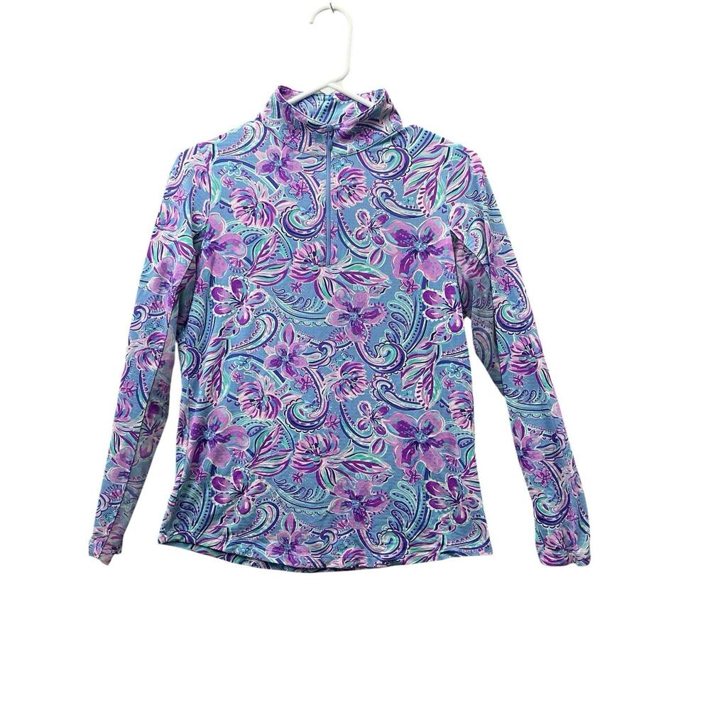 IBKUL Activewear Layering Top Floral Mesh Panels UPF 50+ Quick Dry Performance S - Picture 2 of 11